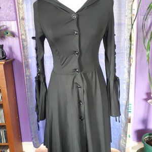 Gothic Witchy Bell Sleeve Asymmetrical Hooded Coat